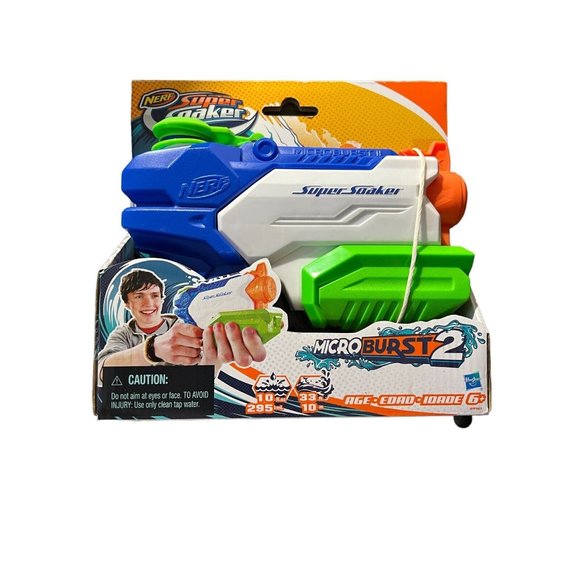 Nerf Super Soaker Microburst 2 - Pistolet à Eau, Portée 10m, Réservoir 300ml - Jeu Extérieur